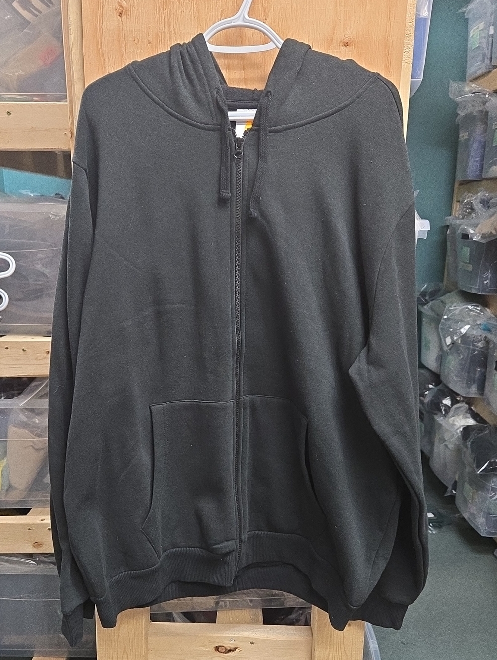 Men's Size XL-XXL Black Fleece Lined Full Zip Hoodie